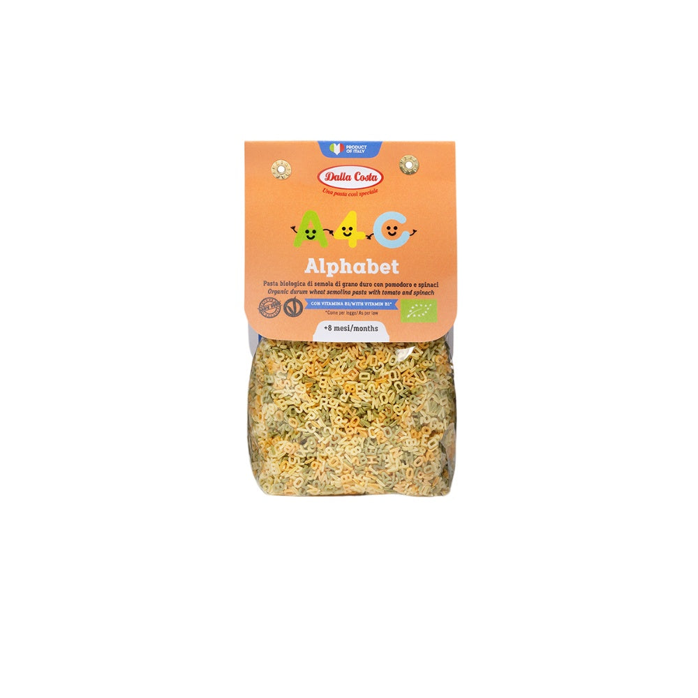 Dalla Costa Mini Alfabeto Pasta Tricolore Al Pomodoro E Spinaci Pasta Bio Per Bambini Con Vitamina B1 Confezione Risparmio 8x200gr