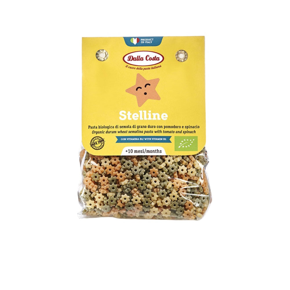 Dalla Costa Stelline Pasta Tricolore Al Pomodoro E Spinaci Pasta Bio Per Bambini Con Vitamina B1 Confezione Risparmio 8x200gr