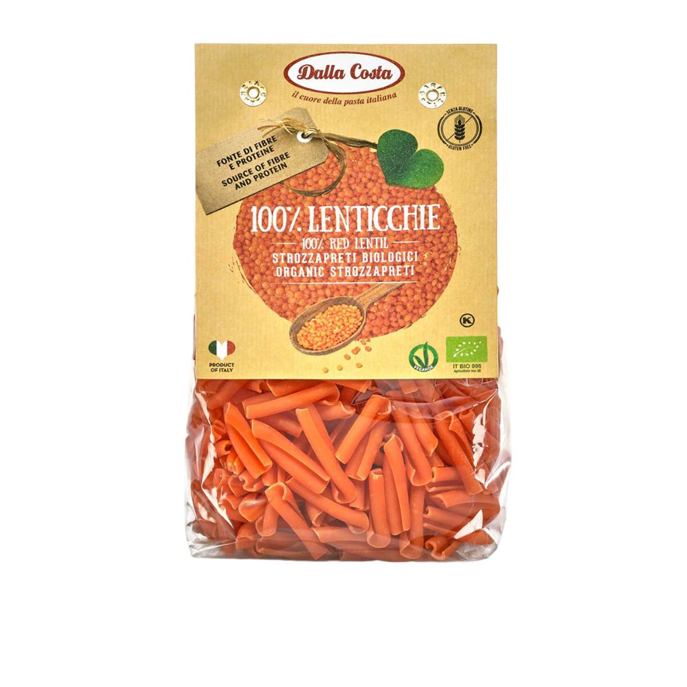 Dalla Costa Strozzapreti 100% Lenticchie Rosse Senza Glutine Bio Confezione Risparmio 8x250gr