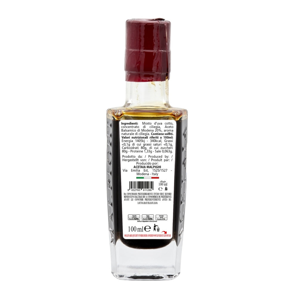 Acetaia Malpighi – Condimento all’Aceto Balsamico di Modena IGP e Ciliegia – 100 ml – Aroma naturale di Ciliegia