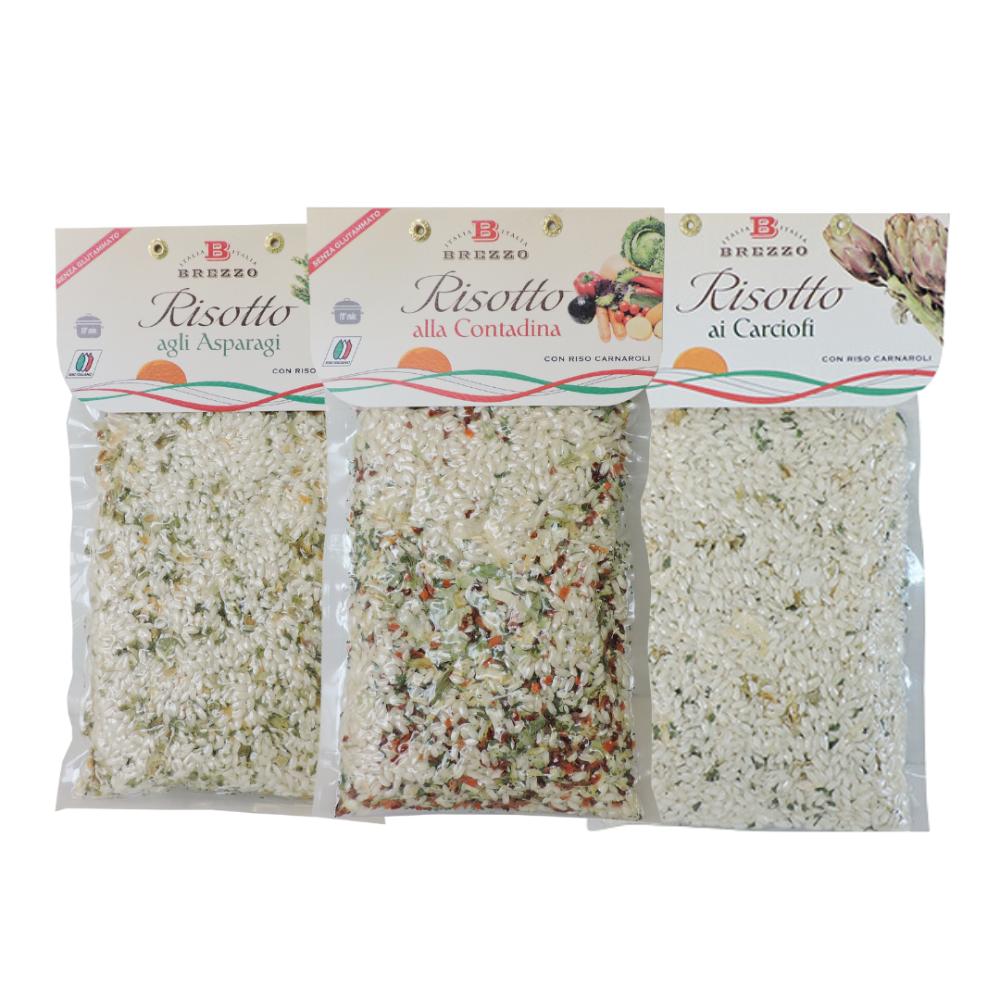 Brezzo Tris di Risotti da 300g agli Asparagi, Carciofi e Contadina