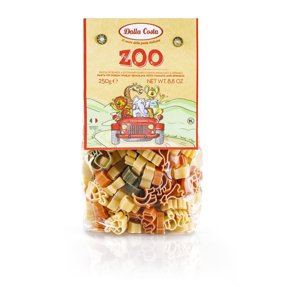 Dalla Costa Pasta Zoo tricolore con pomodoro e spinaci confezione risparmio 12x250 grammi