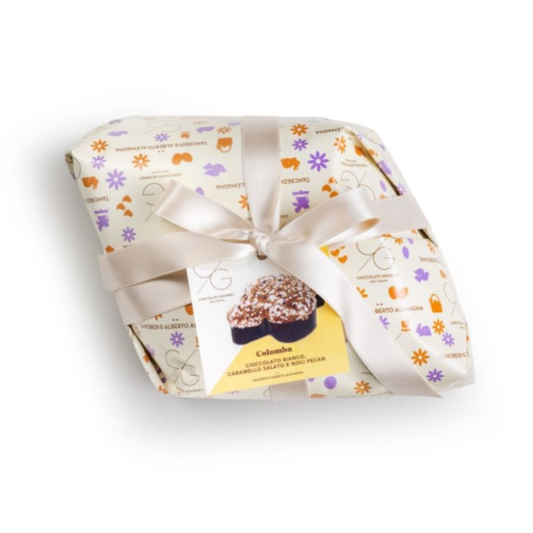 Cioccolato Gourmet Colomba Cioccolato bianco, caramello salato e noci pecan 750gr