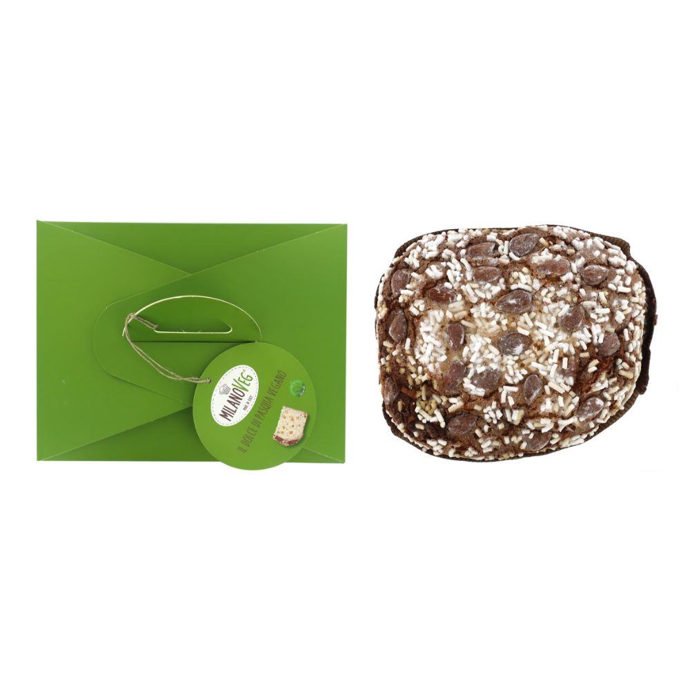 Vergani Dolce di Pasqua glassato alla mandorla con cubetti d'arancia canditi 100% Vegetale MILANOVEG 750 grammi