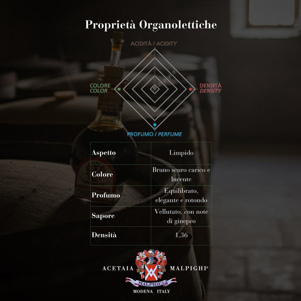 Acetaia Malpighi – Aceto Balsamico Tradizionale di Modena DOP Extravecchio al Ginepro – 100 ml – Solo Mosto Cotto – Selezione da Alta Ristorazione