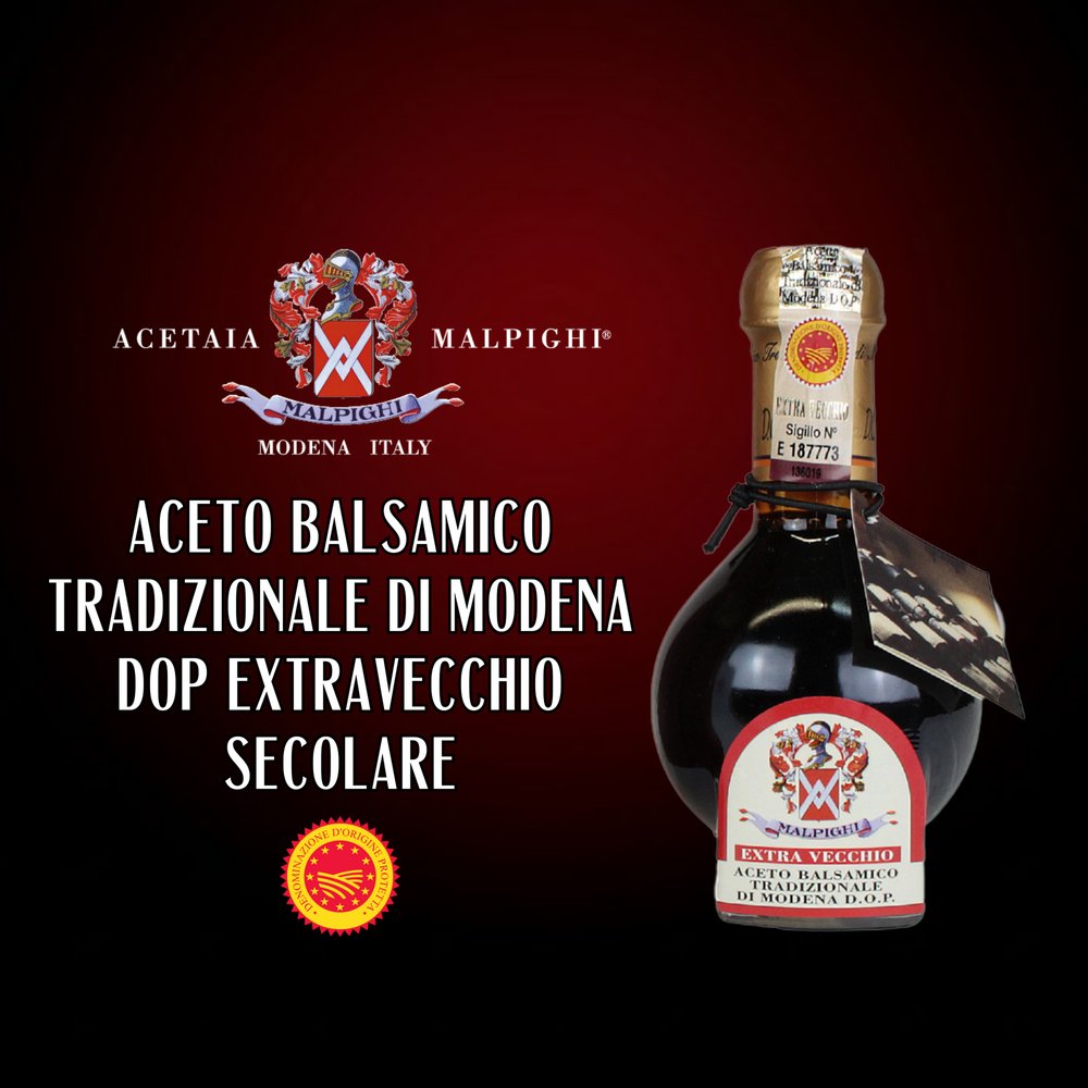 Acetaia Malpighi – Aceto Balsamico Tradizionale di Modena DOP Extravecchio Secolare – 100 ml – Solo Mosto Cotto – Selezione da Alta Ristorazione