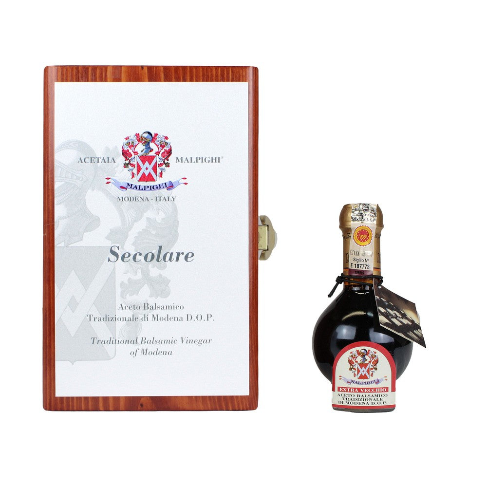 Acetaia Malpighi – Aceto Balsamico Tradizionale di Modena DOP Extravecchio Secolare – 100 ml – Solo Mosto Cotto – Selezione da Alta Ristorazione