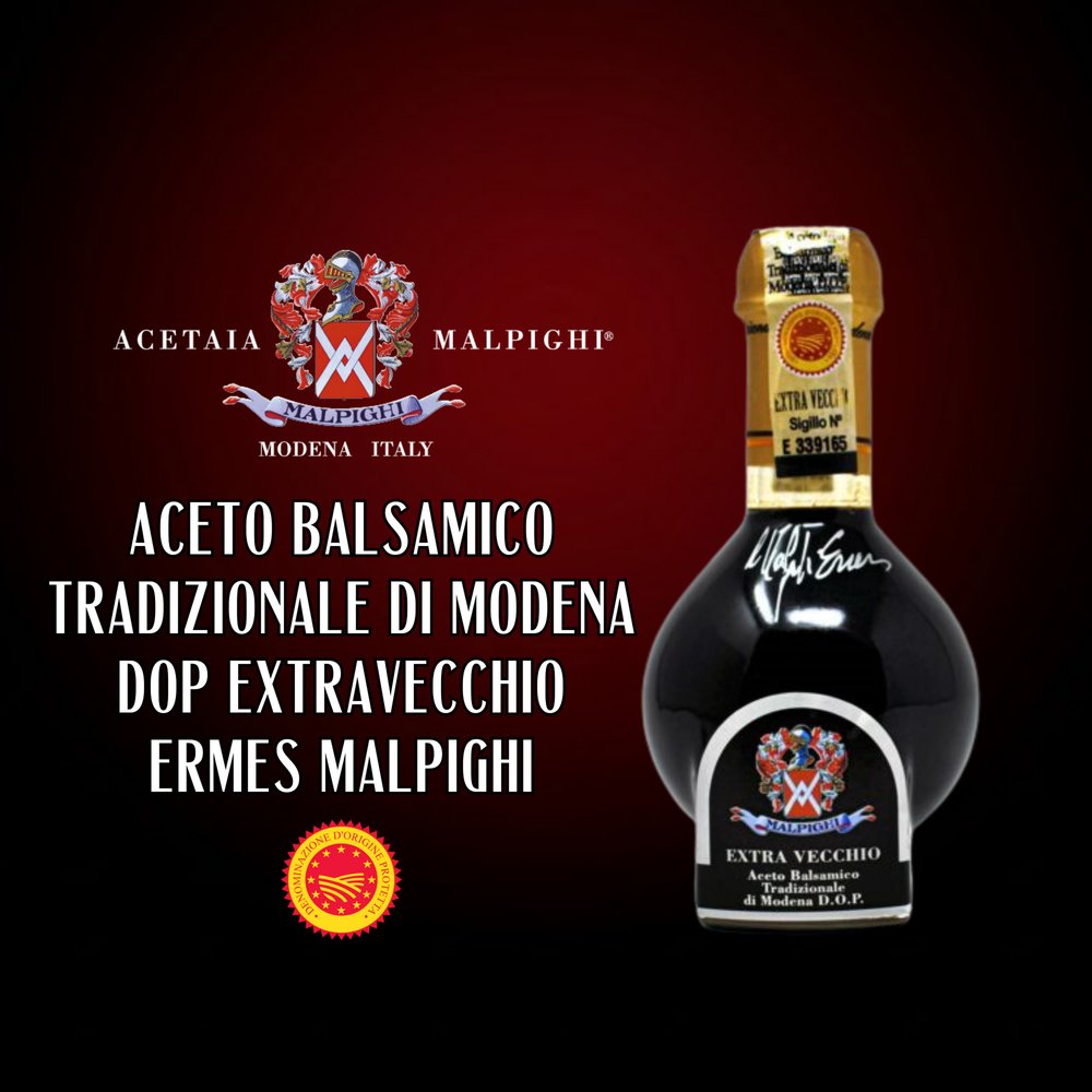 Acetaia Malpighi – Aceto Balsamico Tradizionale di Modena DOP Extravecchio Ermes Malpighi – 100 ml – Solo Mosto Cotto – Selezione da Alta Ristorazione