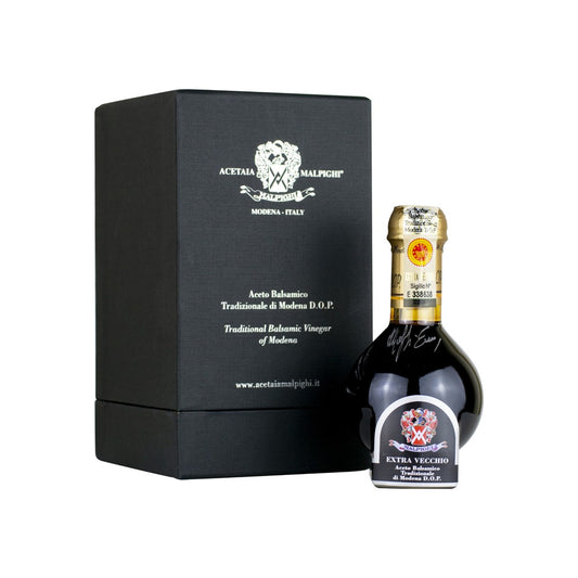 Acetaia Malpighi – Aceto Balsamico Tradizionale di Modena DOP Extravecchio Ermes Malpighi – 100 ml – Solo Mosto Cotto – Selezione da Alta Ristorazione