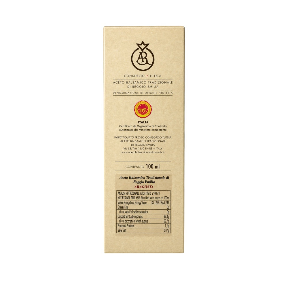 Acetaia Malpighi – Aceto Balsamico Tradizionale di Reggio Emilia DOP Aragosta 100 ml, oltre 12 anni, da Mosto Cotto di Uve Reggiane