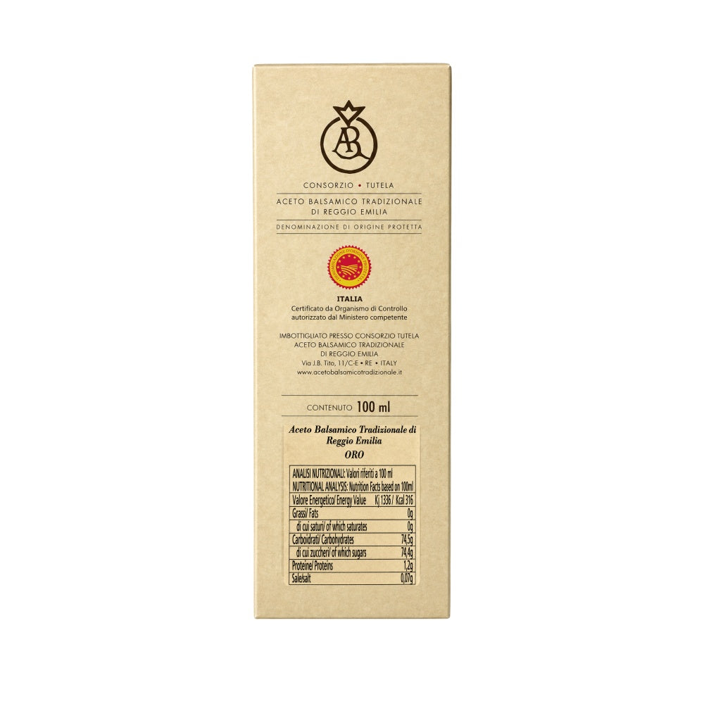 Acetaia Malpighi – Aceto Balsamico Tradizionale di Reggio Emilia DOP Oro 100 ml, da Mosto Cotto di Uve Reggiane, Condimento Gourmet