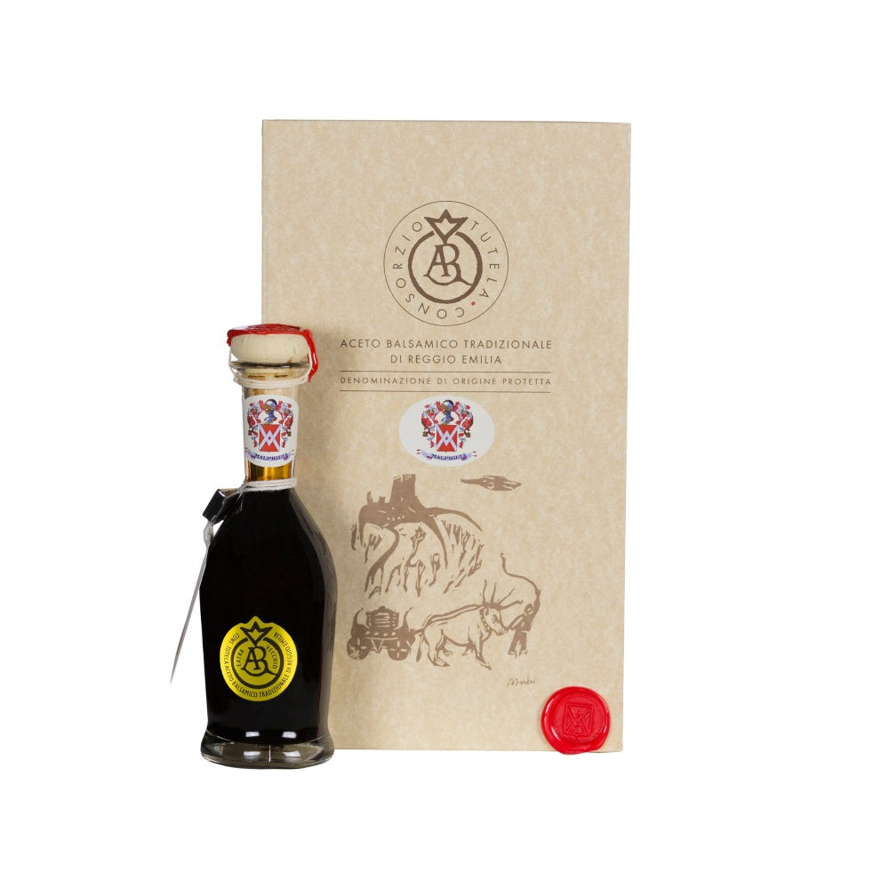 Acetaia Malpighi – Aceto Balsamico Tradizionale di Reggio Emilia DOP Oro 100 ml, da Mosto Cotto di Uve Reggiane, Condimento Gourmet