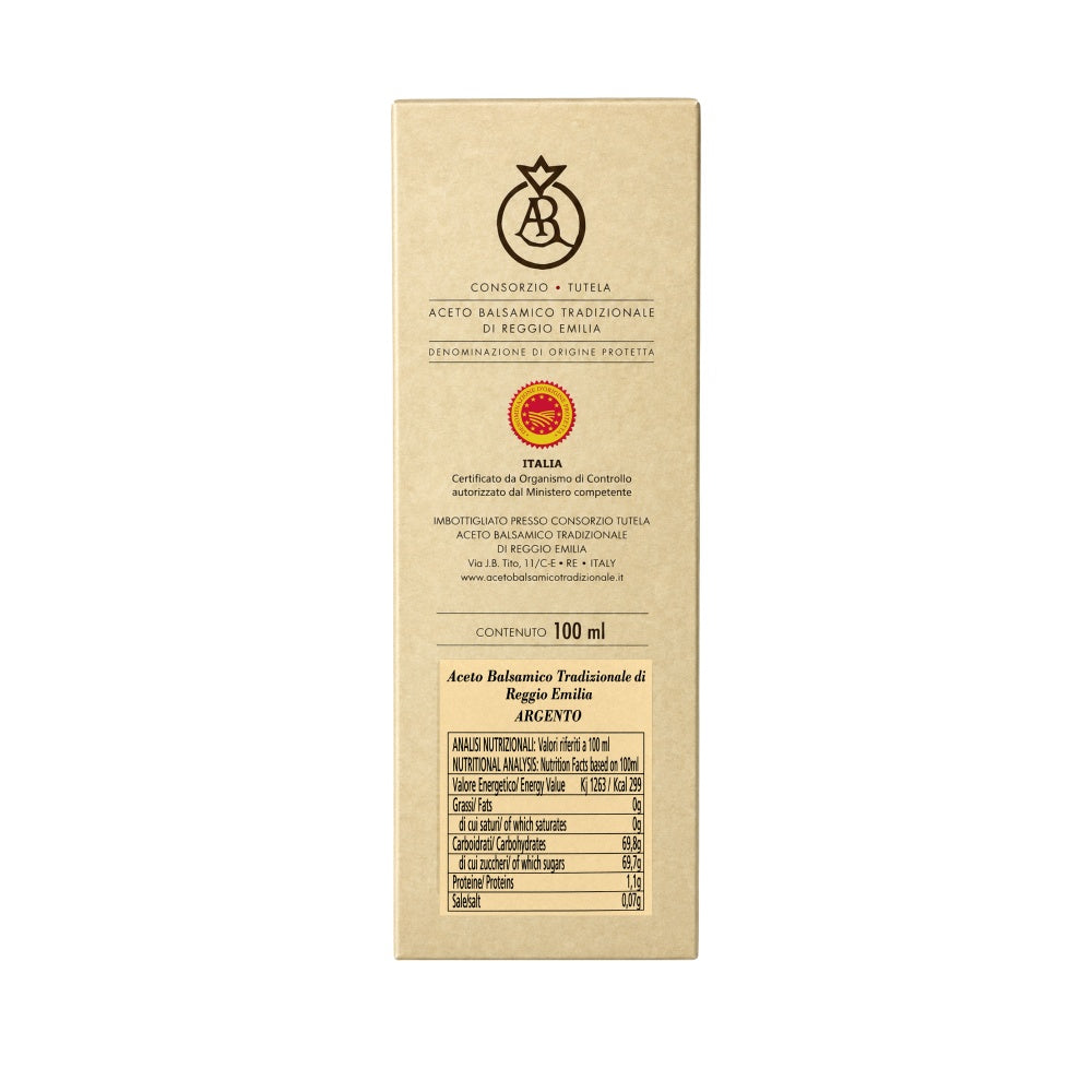 Acetaia Malpighi – Aceto Balsamico Tradizionale di Reggio Emilia DOP Argento 100 ml, da Mosto Cotto di Uve Reggiane, Condimento Gourmet
