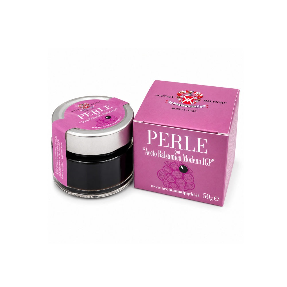 Acetaia Malpighi Perle all’Aceto Balsamico di Modena IGP 50 g – Perle Agrodolci con Cuore Liquido, da Mosto Cotto di Uve Trebbiano e Lambrusco