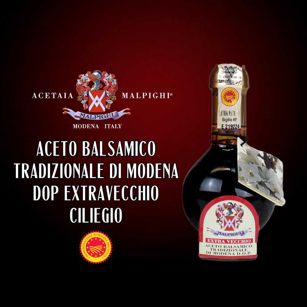 Acetaia Malpighi – Aceto Balsamico Tradizionale di Modena DOP Extravecchio al Ciliegio – 100 ml – Solo Mosto Cotto – Selezione da Alta Ristorazione