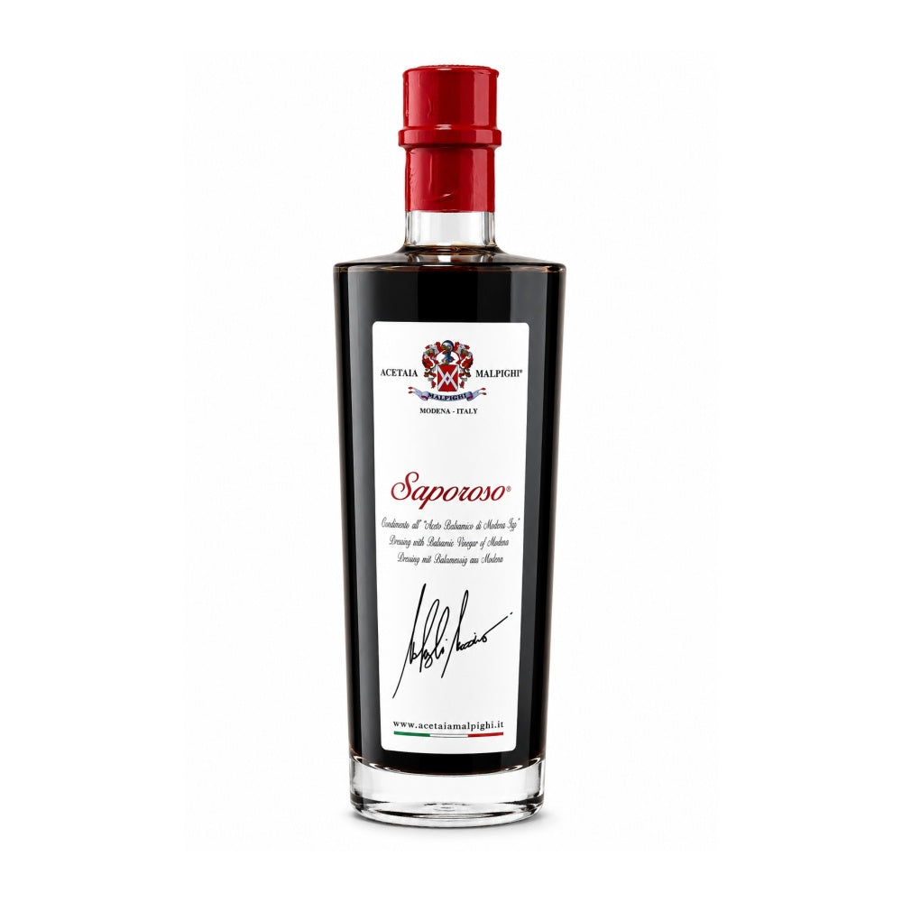 Acetaia Malpighi Saporoso 500 ml – Condimento all’Aceto Balsamico di Modena IGP, da Mosto Cotto di Uve Trebbiano e Lambrusco, Invecchiato 6 Anni in Rovere