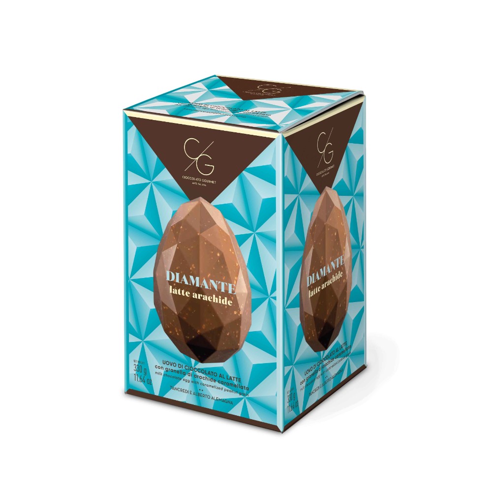 Cioccolato Gourmet Uovo di Pasqua Diamante di Cioccolato al latte con Arachide caramellata