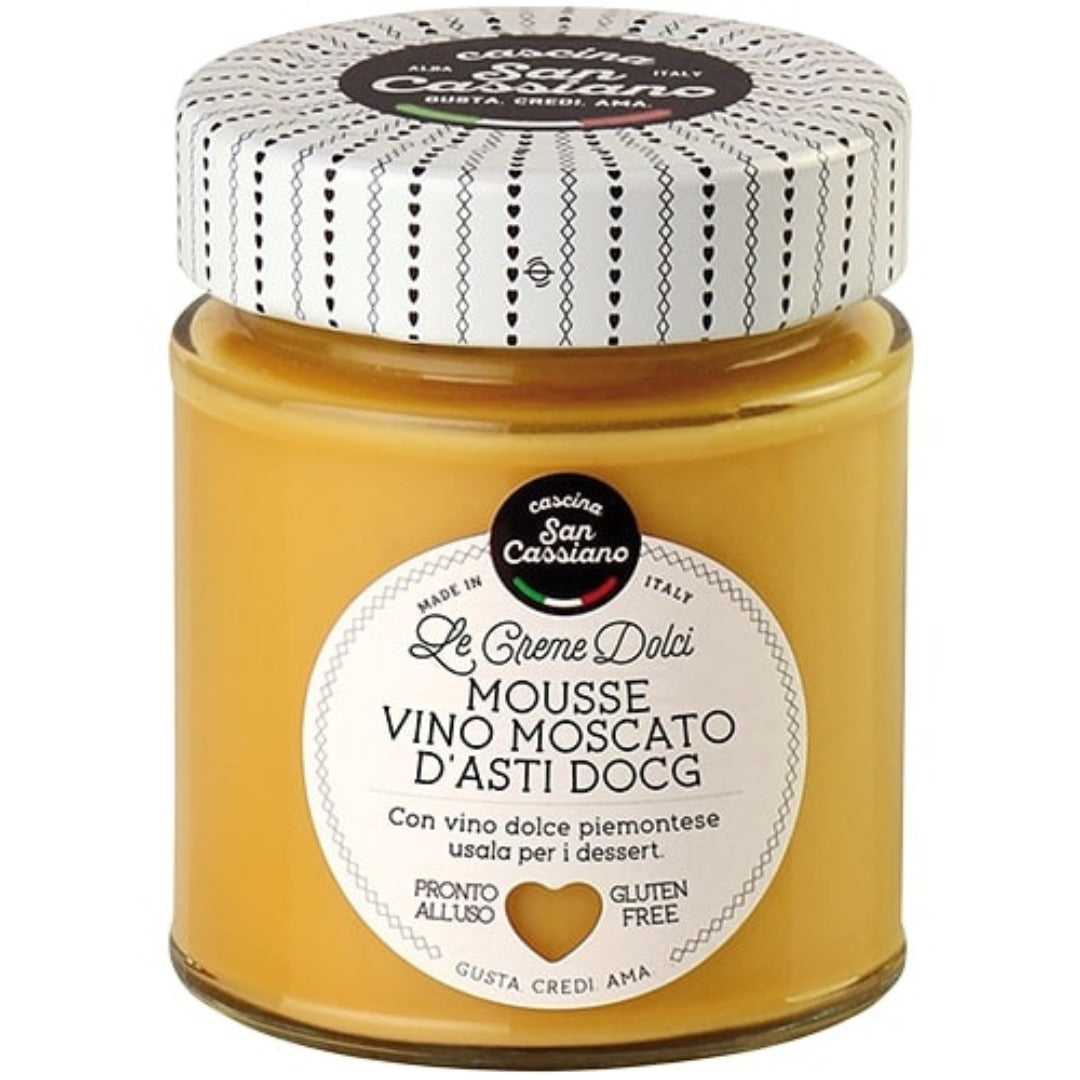 Cascina San Cassiano Tris di Creme e Mousse dolci, Tiramisù, Cappuccino, vino Moscato d’Asti D.O.C.G.