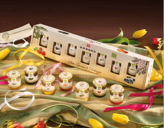 Brezzo Cofanetto Sette Giorni di Dolcezza - Selezione di Miele 4x35gr e Composte Biologiche 3x40gr