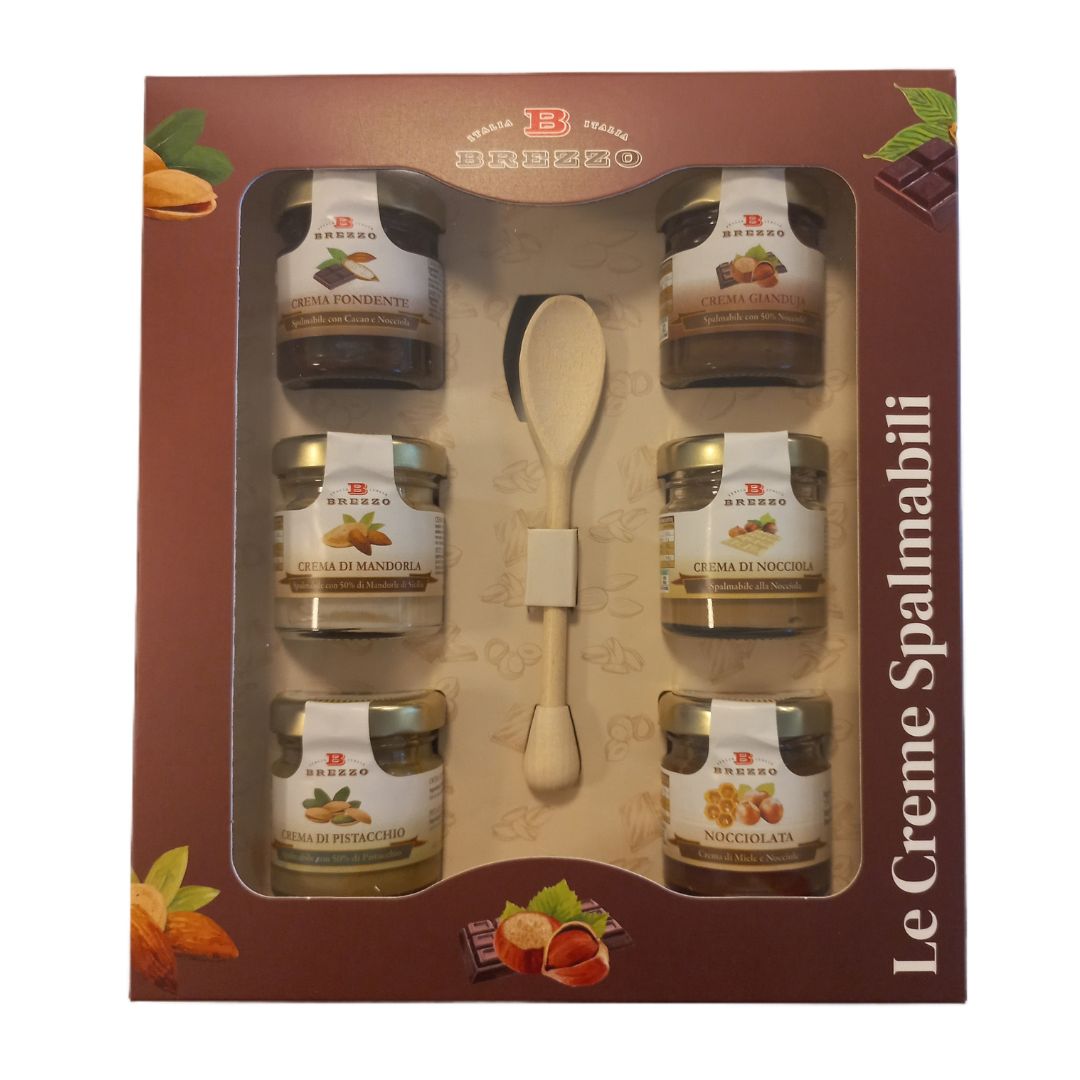 Brezzo Creme Spalmabili Selezione di 6 Creme in Cofanetto Regalo con cucchiaio 6x38gr