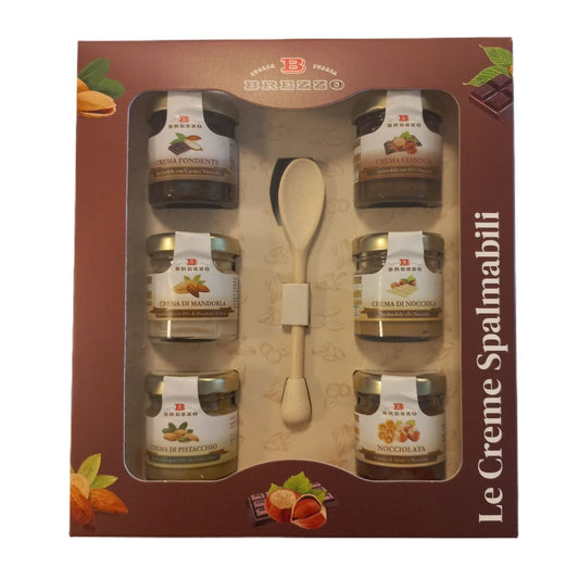 Brezzo Creme Spalmabili Selezione di 6 Creme in Cofanetto Regalo con cucchiaio 6x38gr