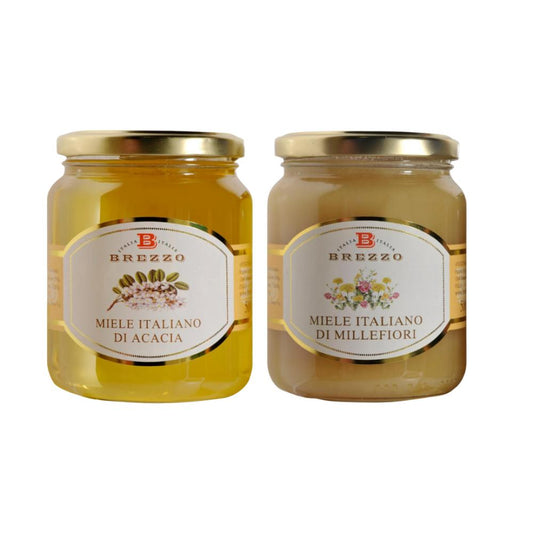 Brezzo Kit Degustazione Miele di Acacia 500g e Miele di Millefiori 500g