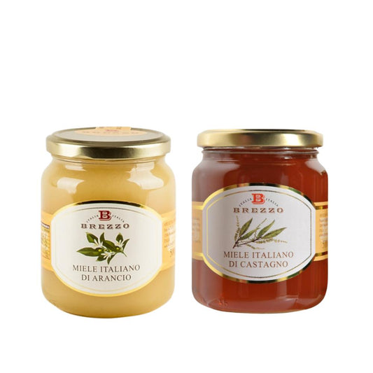 Brezzo Kit Degustazione Miele di Arancio 500g e Miele di castagno 500g