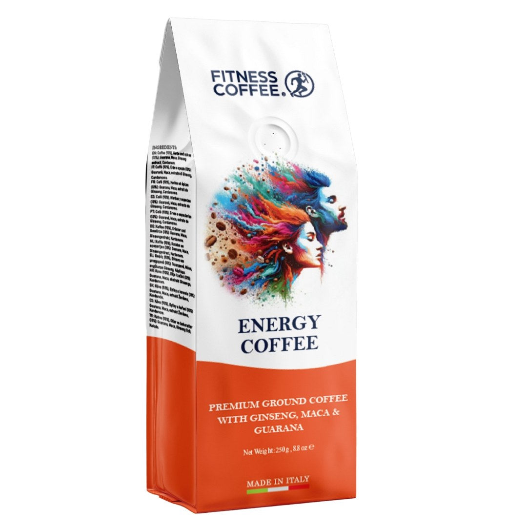 Fitness Coffee Caffè Energy - 2 bags da 250gr di caffè macinato con Maca, Ginseng e Guaranà