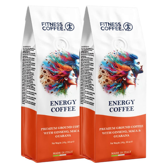 Fitness Coffee Caffè Energy - 2 bags da 250gr di caffè macinato con Maca, Ginseng e Guaranà